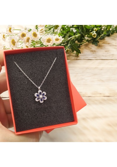 Modahilye - 925 Ayar Orjinal Gümüş Lotus Çiçeği Kolye Gümüş