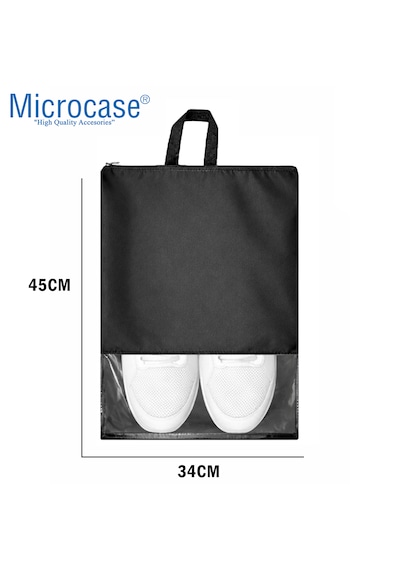 Microcase Çok Amaçlı Şeffaf Pencereli Ayakkabı Düzenleyici Seyahat Çantası Hurç 45x34 Cm 5 Adet Al5501 Siyah