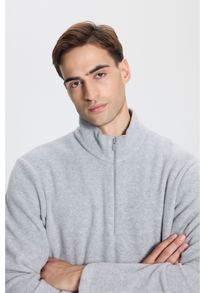 George Henry Anti-pilling Tüylenme Yapmayan Standart Fit Bato Yaka Soğuk Geçirmez Sweatshirt Polar Grı Melanj Gri Melanj