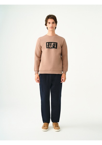 Erkek Sweat S-shırt Lıght Brown