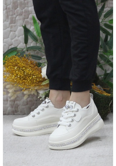 Fort Guja 24k308-1 Bej Taş Detaylı Kalın Taban Casual Kadın Ayakkabı 001