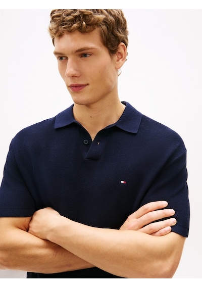 Tommy Hilfiger Cool Touch Structure Ss Polo Erkek Mavi Sweatshirt - Mw0mw42795