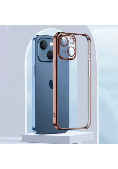 Hepsi Ally Fashion Series iPhone Uyumlu 13 6.1inç Kılıf Renkli Kenar Lazer Çerçeveli Silikon Kılıf- 5775 Najmaddin Mavi