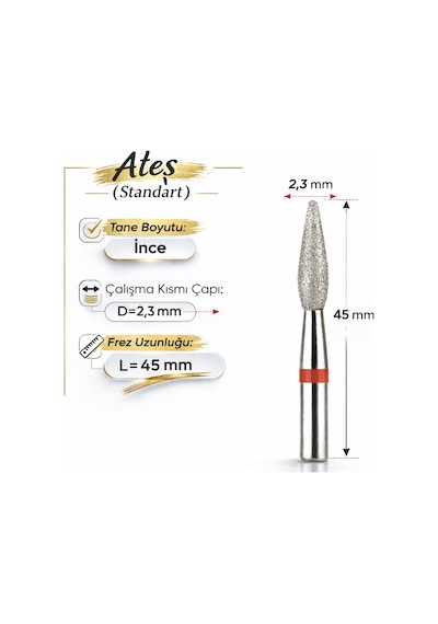 Elmas Freze Başlık Yumuşak - Kırmızı Ateş 0,23 Mm- Adet Fiyatı