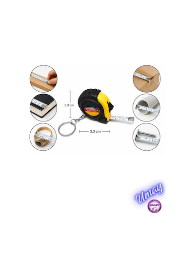 3 Adet 1 Metre Mini Şerit Metre Anahtarlık Cep Tipi Taşınabilir Mezura Ölçü Metresi 3,3 X 3,3 Cm 1 M