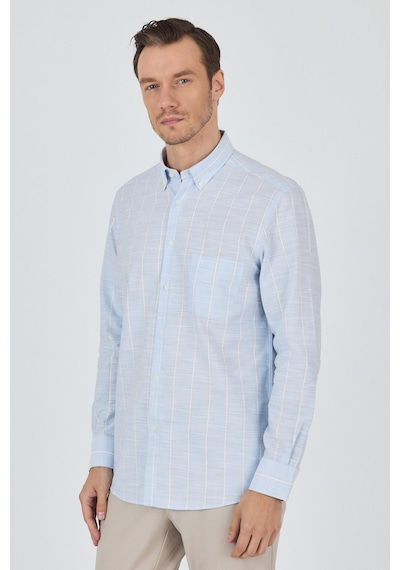 İmza Uzun Kol Çizgili Desen Düğmeli Yaka Cepli Classic Comfort Fit Gömlek 1004250189 Koyu Mavi İmza Uzun Kol Çizgili Desen Düğmeli Yaka Cepli Classic Comfort Fit Gömlek 1004250189 Koyu Mavi