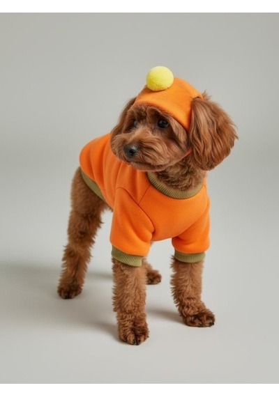 Kemique Pineapple And Ice Cream Turuncu Haki Bereli Köpekler İçin Polar Sweatshirt Takım
