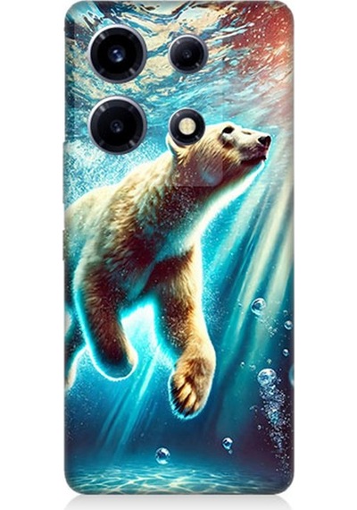 İnfinix Note 30 Vip Uyumlu Suda Dans Eden Ayı Desenli Silikon Kılıf Çok Renkli