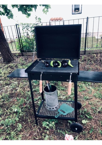 40x50x75 Barbekü Mangal Oluklu Izgara Kapaklı Varil Mangal Barbekü