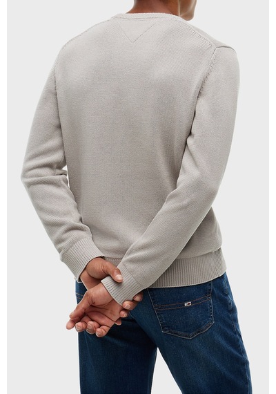 Tommy Jeans Logolu Pamuklu Slim Fit Bisiklet Yaka Örme Kazak Erkek Kazak Dm0dm21787 Pke Gri