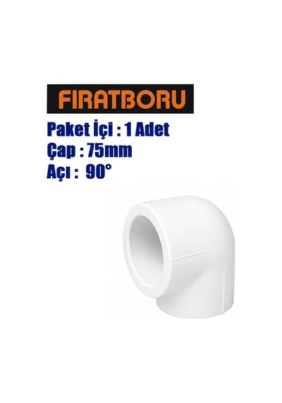 Fırat 75mm 90 Dirsek, Pprc 75 90 Dirsek, 1 Adet, 7b11000075