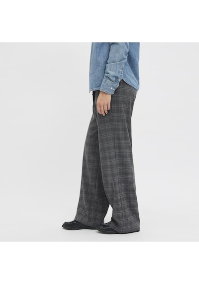 Jack & Jones Kadin Yüksek Bel Dokuma Pantolon - Ellis - 12248958 - 1 Dark Grey Melange