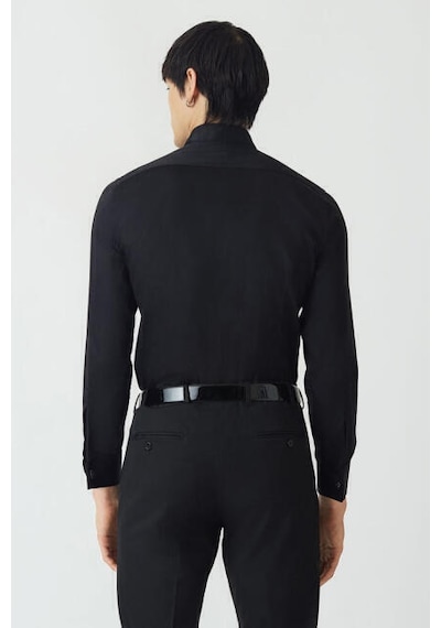 Bisse Erkek Slim Fit Uzun Kollu Ata Yaka Gömlek SIYAH GM21Y211350_D99 Siyah