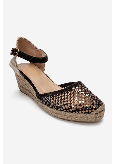 Luvi Shoes Drelıx Kahverengi Süet Hakiki Deri Taş Detaylı Fileli Kadın Dolgu Topuklu Sandalet Luvi Shoes Drelıx Kahverengi Süet Hakiki Deri Taş Detaylı Fileli Kadın Dolgu Topuklu Sandalet