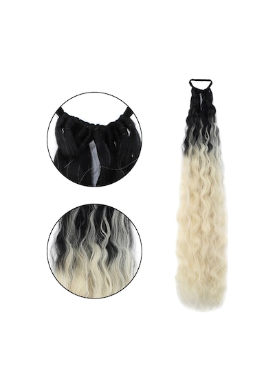 Lastik Tokalı At Kuyruğu Kabarık Afro Dalgalı / Siyah / Platin Ombre - Elm-01-718166 Çok Renkli