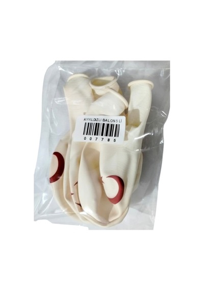 Ayyıldızlı Balon 5 Li Bayraklı Balon - 2 Paket Beyaz