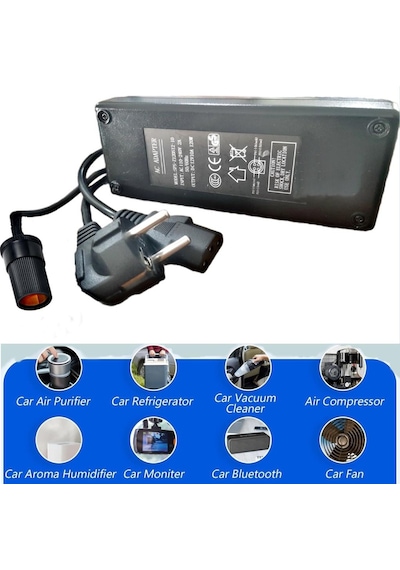 Iceco Oto Buzdolabı İçin Çakmak Adaptörü Araç Çakmaklık Çevirici Ev,ofis Tipi Çevirici Adaptör120w/10a/12volt