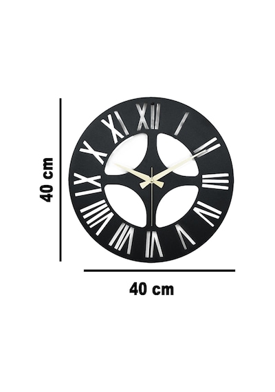 Roma Model Metal Lazer Kesim Akar Sessiz Mekanizmalı Duvar Saati 40 40 Cm -m004 Siyah