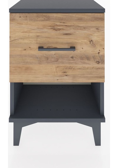 Arges Komodin Tek Çekmeceli 44x30x64 Antrasit-çam Antrasit