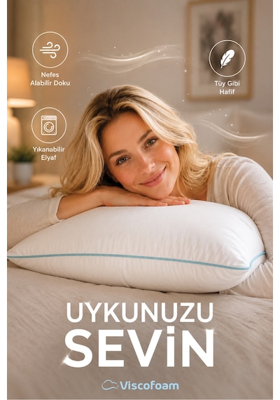 2 Adet Blue Comfort 1000 Gr Elyaf Yastık 50x70 Cm Beyaz