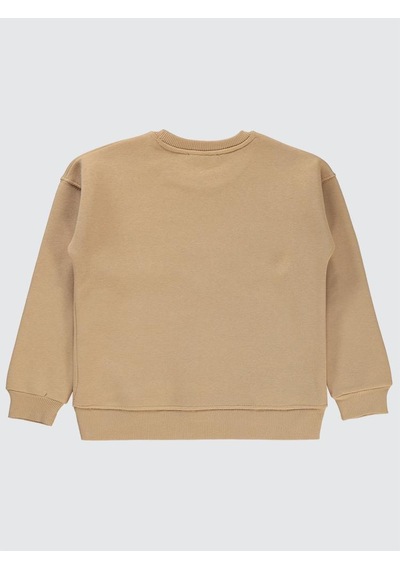 Civil Girls Original Nakışlı 10-13 Yaş Sweatshirt - Bej Yulaf Sütü