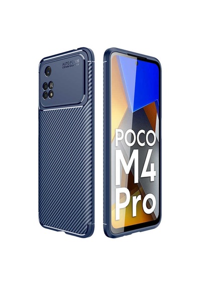 Xiaomi Poco M4 Pro 4g Kılıf Karbon Görünümlü Silikon Kamera Korumalı Üstün Koruma Vardar Lacivert