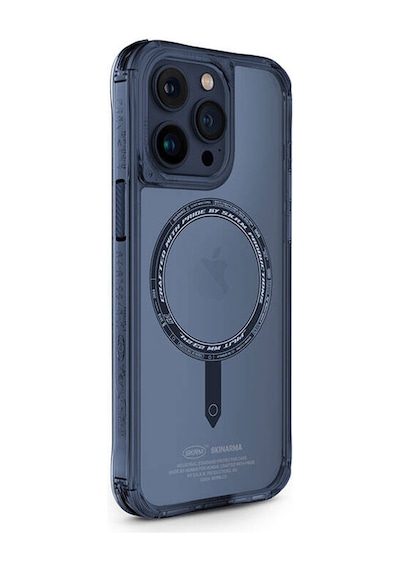 Apple Uyumlu iPhone 15 Pro Max Kılıf Skinarma Şeffaf Magsafe Şarj Özellik Kado Kartlıklı Saido Kapak Mavi