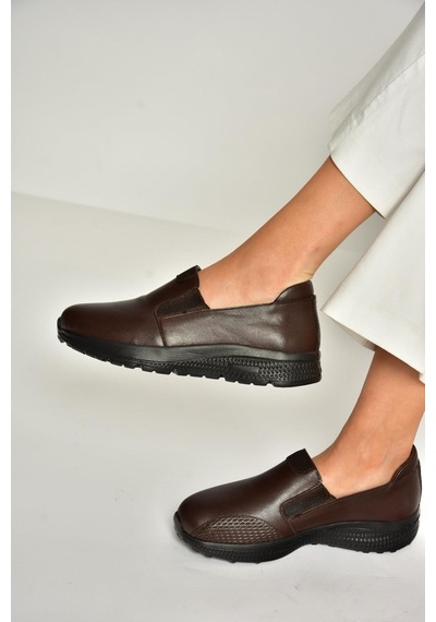 Fox Shoes T555082003 Kahverengi Hakiki Deri Comfort Ortopedik Taban Kadın Ayakkabı Kahverengi-hakiki Deri