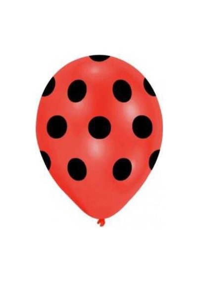 Siyah Puantiyeli Kırmızı Balon 5'li Paket Kırmızı