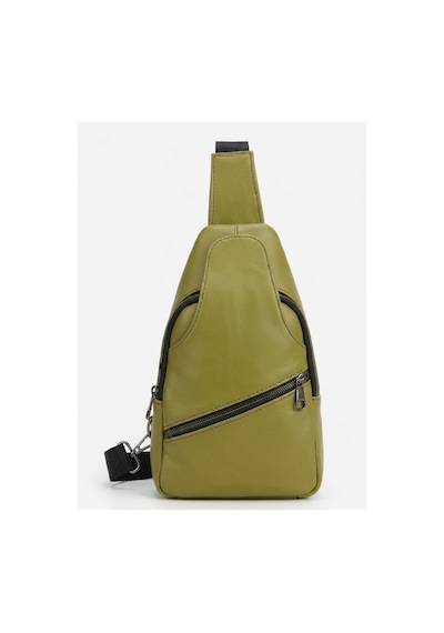 Levano Leather %100 Hakiki Dana Derisi Renkli Göğüs Çantası Çok Bölmeli Çapraz Body Bag & Omuz Çantası 32x20 Cm Yeşil