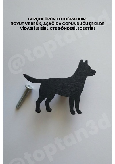 3 Adet - Siyah Köpek Dolap Kulpu - Modern Çocuk, Bebek Odası Mobilya Kulpu Kulp Vidası Dahildir Sarı