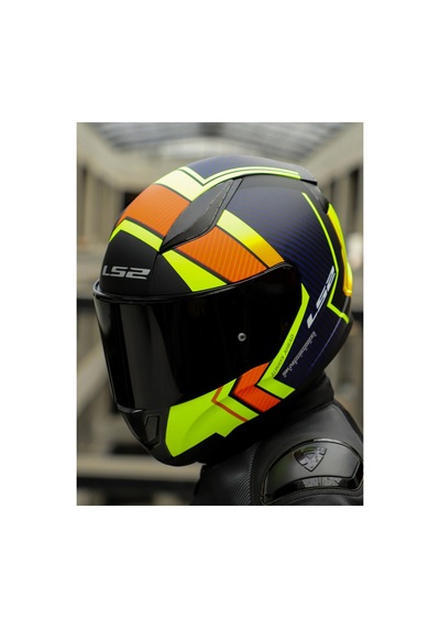 Ls2 Rapid 2 Extra Full Face Motosiklet Kaskı Siyah Vizörlü Mat Sarı - Mavi