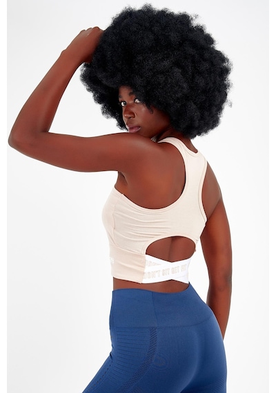 Maraton 17499 Active Slim Fit Kadın Bisiklet Yaka Kolsuz Gym Bralet Mercan