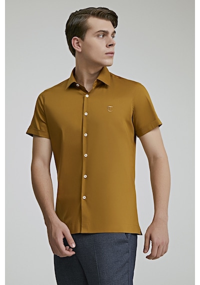 D'S Damat Twn Slim Fit Hardal Düz Stretch Gömlek 8ec02ee44326d Hardal
