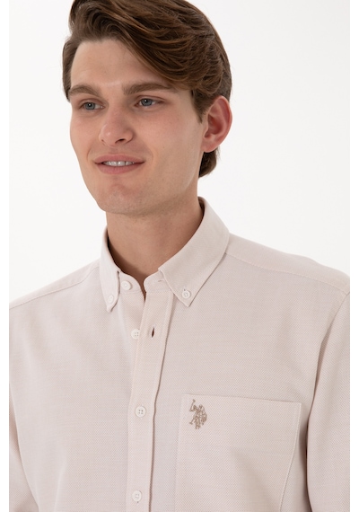 U.S. Polo Assn. Erkek Camel Regular Fit Cepli Gömlek 50306340-VR015