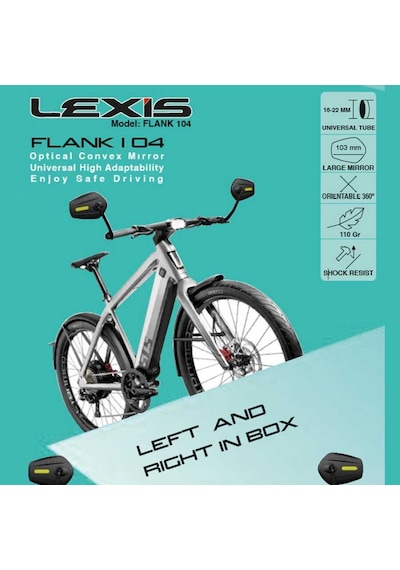 Lexis Flank 104 Universal Gidon Ucu Bağlantılı Bisiklet/e-bike/e-scooter/atv/motosiklet Aynas