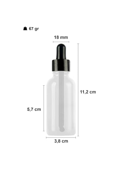 Afracam 50 Ml Metal Kapaklı Damlalık Dropper Şişesi Serum 50 Cc Cam Şişe 6 Adet Siyah Kapak, Şeffaf