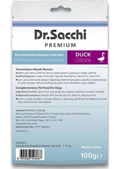 Dr.sacchi Premium Ördek Sargılı Beyaz Sığır Derisi Burgu Çubuk Tahılsız Köpek Ödülü 5 10lu 100 Gr 109-30008.01