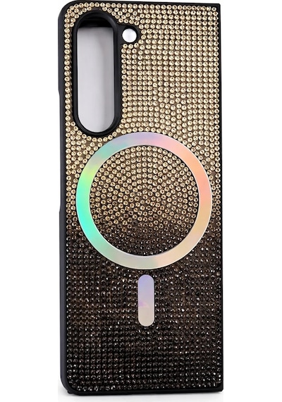 Samsung Uyumlu Z Fold 5 Kılıf Diamont Magsafe Hologramlı Telefon Kılıfı 1 Renk Siyah