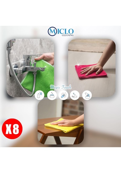 Mikrofiber Temizlik Bezi Klasik Serii 250 Gsm Banyo, Mutfak Bezi Bulaşık Kurulama Bezi 4 Renk X8 Adet Belirtilmemiş