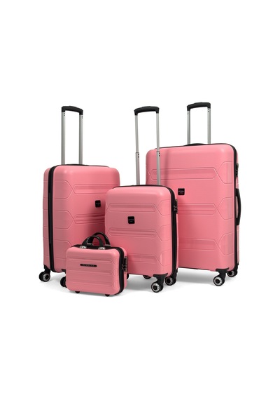 Lucas Polipropilen Kırılmaz Valiz Seti, 4'lü Set - Pembe Pembe