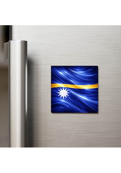 Nauru Nauru Abstract Ülke Bayraklı Buzdolap Magneti - 9x9 Cm