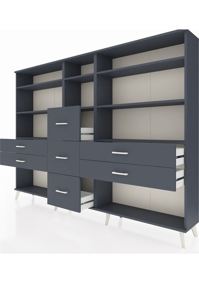Arges Dolap 8 Raflı 7 Çekmeceli 220x30x163 Antrasit-antrasit Antrasit - Antrasit Arges Dolap 8 Raflı 7 Çekmeceli 220x30x163 Antrasit-antrasit Antrasit - Antrasit