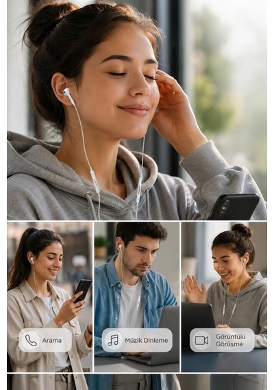 Premium Telefon Mikrofonlu Ses Kablolu Kulaklık Girişli Kulakiçi Kulaklık Yd20 Beyaz