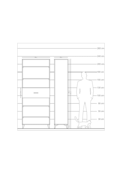Arges Dolap 5 Raflı Tek Çekmeceli 88x30x221 Antrasit-çam Antrasit