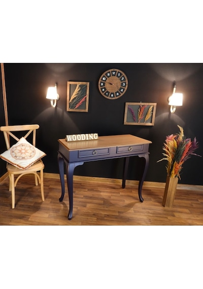 Wooding 100 Cm Çekmeceli Masif Lacivert Naturel Dresuar (548588024) Lacivert
