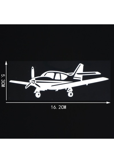 Pervaneli Tek Motorlu Uçak Sticker Yapıştırması 16Cm Beyaz