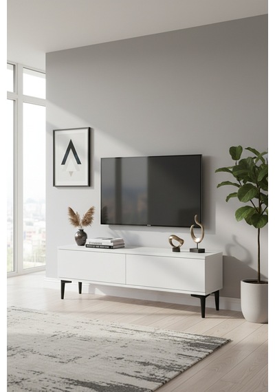Tsa1299b Aplos Tv Stand, Tv Sehpası Beyaz 120cm