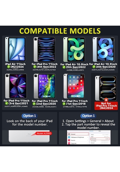 Apple Uyumlu iPad, Pro 11 4. Nesil 3. Nesil Kılıf Kablosuz Dönebilen Klavyeli Kılıf Keyboard Kılıf