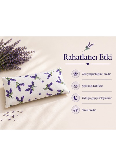 Lavande Çiftlik Lavanta Dolgulu Göz Yastığı Lavanta Desenli